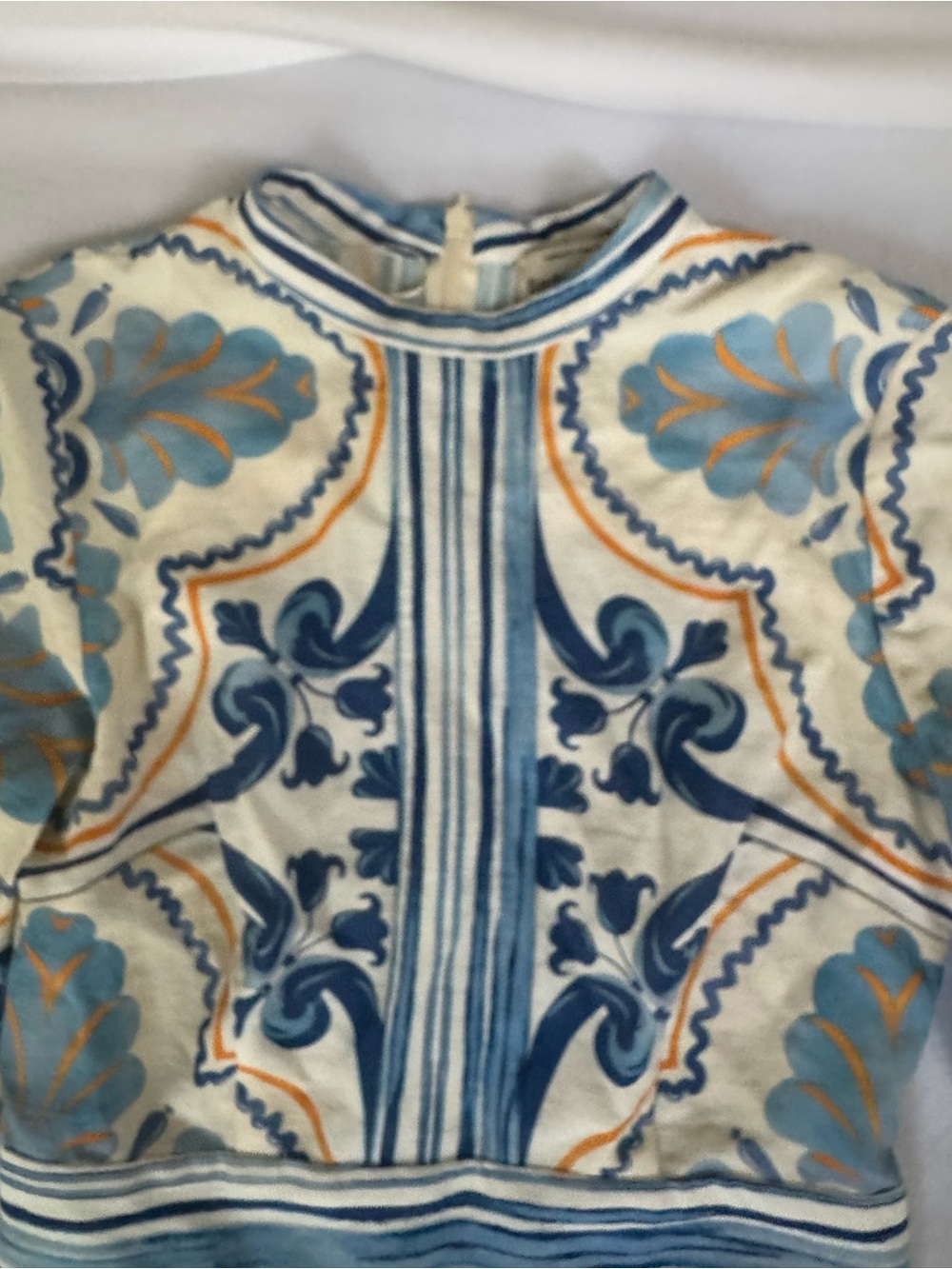Finders Keepers Blue and White Patterned Long-Sleeve Mini Dress - Picture 7 of 16